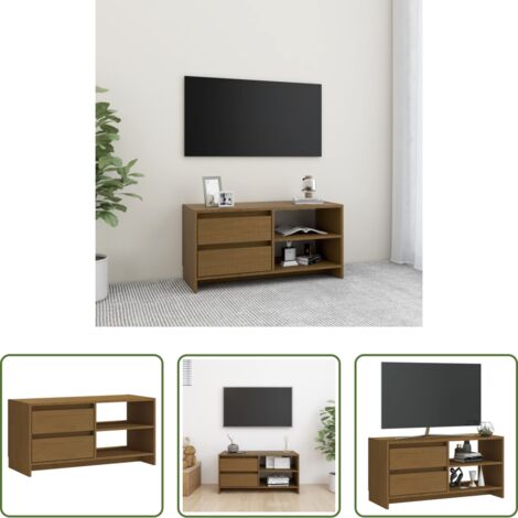 Armadio hi-fi -  Mobile Porta TV Marrone Ambra 80x31x39 cm in Legno di Pino