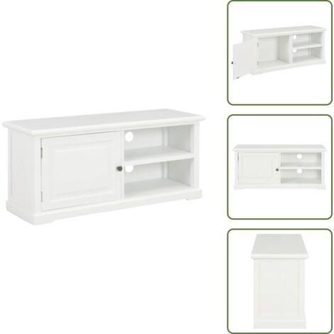 Armadio HiFi - vidaXL Mobile TV Bianco 90x30x40 cm in Legno - TV in legno massello