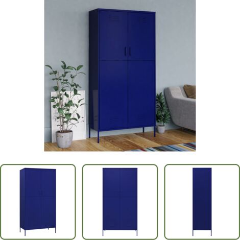 Armadio in acciaio -  Armadio Blu Marino 90x50x180 cm in Acciaio