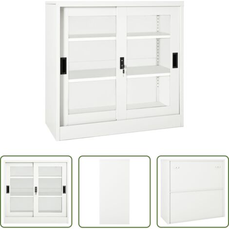 Armadio in acciaio -  Armadio con Ante Scorrevoli Bianco 90x40x90 cm in Acciaio