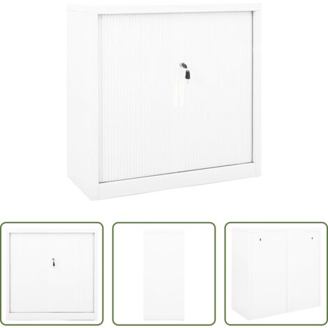 Armadio in acciaio -  Armadio con Ante Scorrevoli Bianco 90x40x90 cm in Acciaio