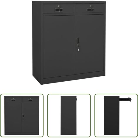 Armadio in acciaio -  Armadio per Ufficio Antracite 90x40x102 cm in Acciaio