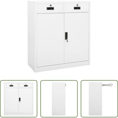 Armadio in acciaio -  Armadio per Ufficio Bianco 90x40x102 cm in Acciaio