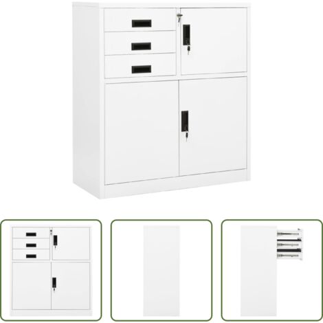 Armadio in acciaio -  Armadio per Ufficio Bianco 90x40x102 cm in Acciaio