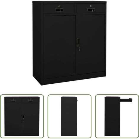Armadio in acciaio -  Armadio per Ufficio Nero 90x40x102 cm in Acciaio
