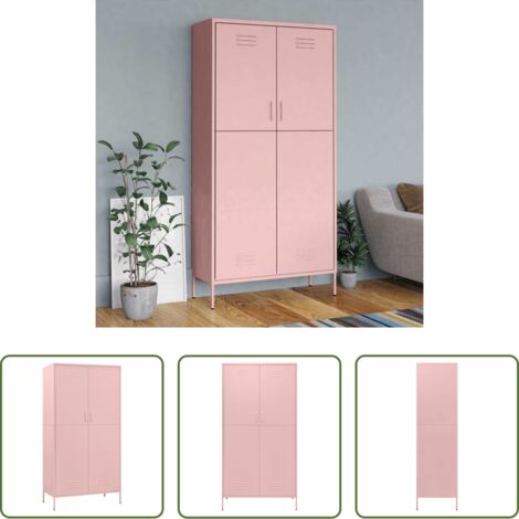 Armadio in acciaio -  Armadio Rosa 90x50x180 cm in Acciaio