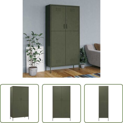 Armadio in acciaio -  Armadio Verde Oliva 90x50x180 cm in Acciaio