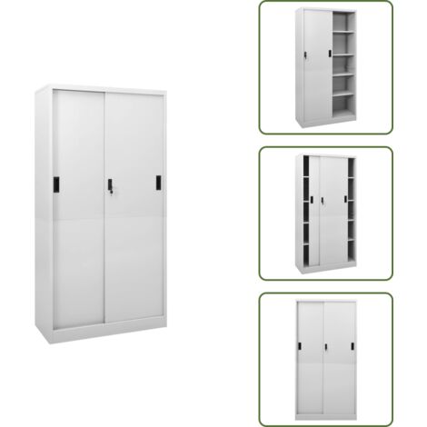 Armadio in acciaio - vidaXL Armadio con Anta Scorrevole Grigio Chiaro 90x40x180 cm Acciaio - Armadio per ufficio