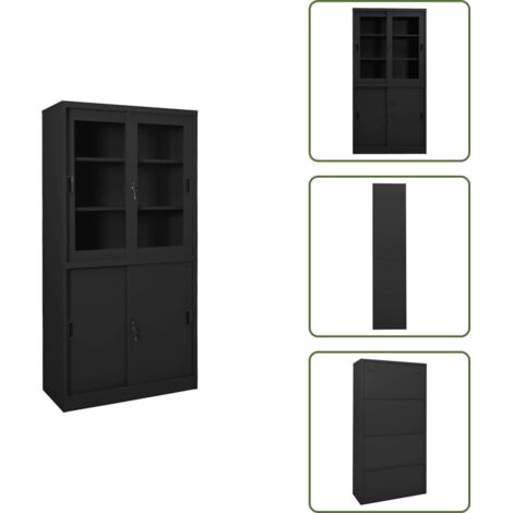 Armadio in acciaio - vidaXL Armadio Ufficio Anta Scorrevole Antracite 90x40x180 cm Acciaio - Armadio con ante scorrevoli