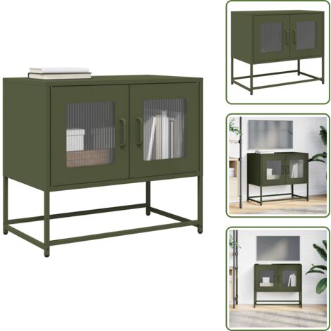 Armadio in acciaio - vidaXL Mobile TV Verde Oliva 68x39x60,5cm in Acciaio Laminato a Freddo - Armadio in acciaio laminato