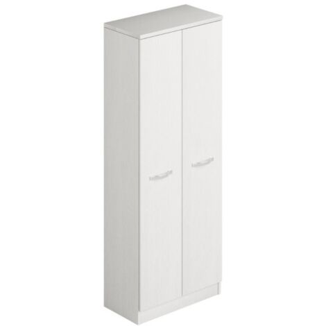 Armadio in Legno 180 cm Portascope con Ripiani Bianco Frassinato Multiuso