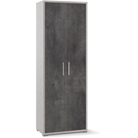 Armadio in Legno 2 Ante 200 Bianco Nero Multiuso Ufficio Mobile Camera