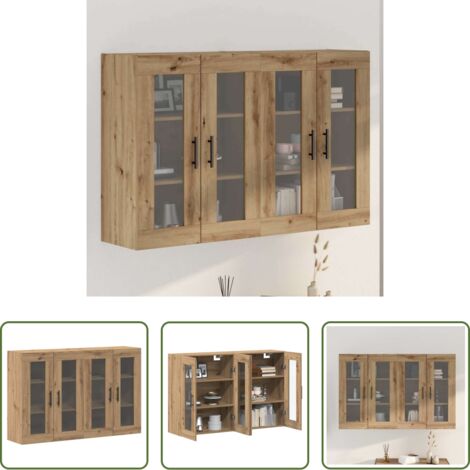 Armadio in legno -  Armadi da Muro 2 pcs Rovere Artisan e Nero 69,5 x 34 x 90 cm