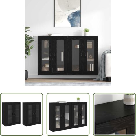 Armadio in legno -  Armadi da Parete 2 pcs Rovere Nero 69,5 x 34 x 90 cm