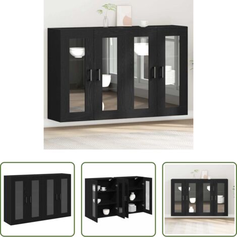 Armadio in legno -  Armadi da Parete 2 pcs Rovere Nero 69,5 x 34 x 90 cm