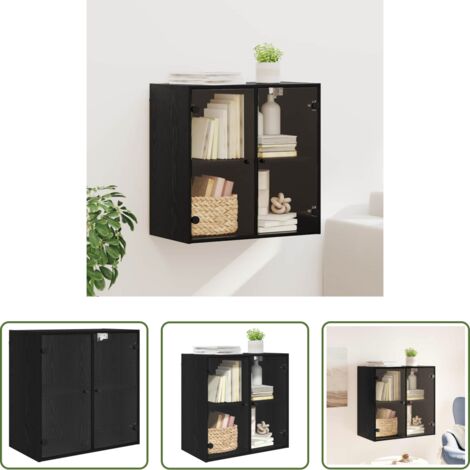 Armadio in legno -  Armadietto a muro Rovere Nero 68 x 37 x 68,5 cm
