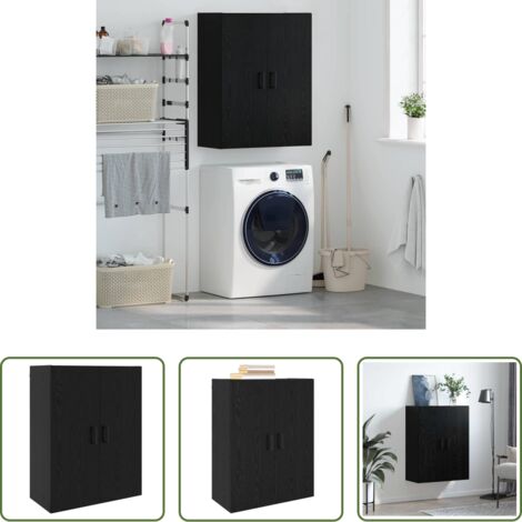 Armadio in legno -  Armadietto a muro Rovere Nero 69,5 x 34 x 90 cm