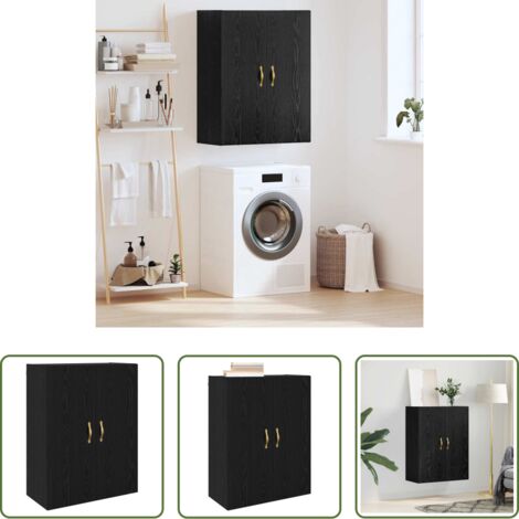 Armadio in legno -  Armadietto a muro Rovere Nero 69,5 x 34 x 90 cm