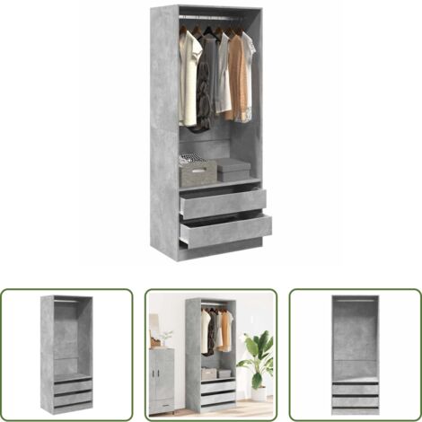 Armadio in legno -  Armadio Grigio Cemento 80x50x200 cm in Legno Multistrato