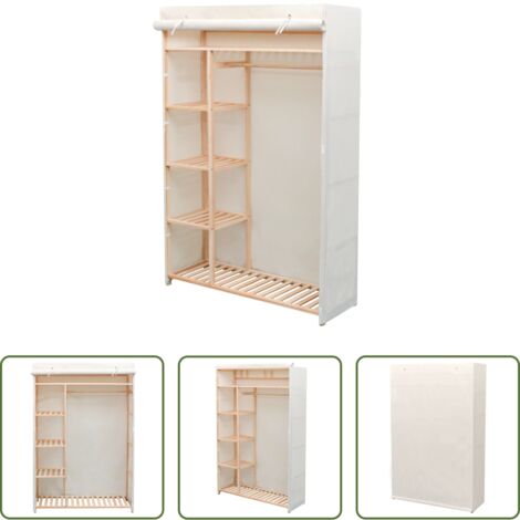 Armadio in legno -  Armadio in Stoffa e Legno di Pino 110x40x170 cm