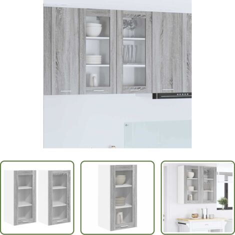 Armadio in legno -  Armadio pensile con porta 2 pcs Grigio Sonoma 40 x 31 x 80 cm