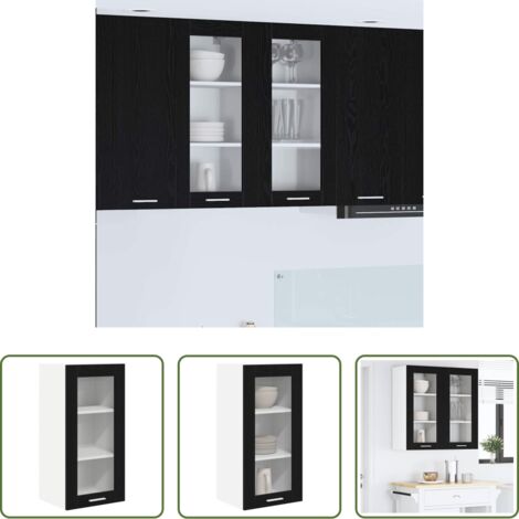 Armadio in legno -  Armadio pensile Rovere Nero 40 x 31 x 80 cm Legno multistrato