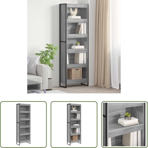 Armadio in legno -  Armadio per Libri 2 pcs Grigio Sonoma 80 x 30 x 155 cm