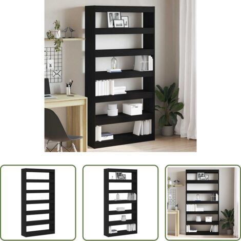 Armadio in legno -  Armadio per Libri Rovere Nero 100 x 30 x 198 cm