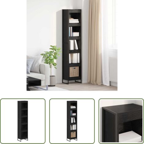 Armadio in legno -  Armadio per Libri Rovere Nero 80 x 30 x 155 cm