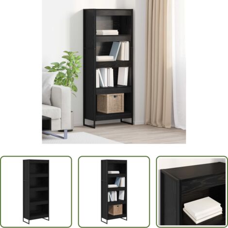 Armadio in legno -  Armadio per Libri Rovere Nero 80 x 30 x 155 cm