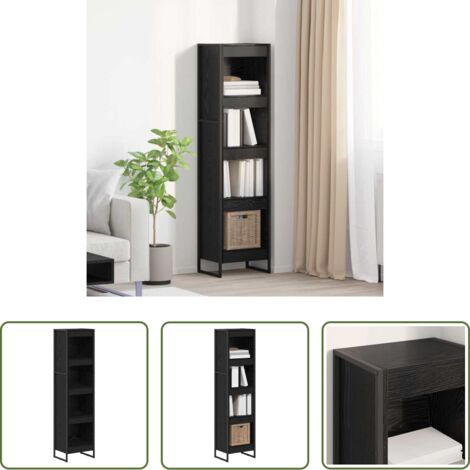 Armadio in legno -  Armadio per Libri Rovere Nero 80 x 30 x 155 cm