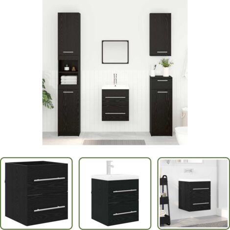Armadio in legno -  Armadio sottolavello con cassetto Rovere Nero 38,5 x 41 x 48 cm