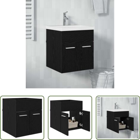 Armadio in legno -  Armadio sottolavello con porta Rovere Nero 41 x 38,5 x 46 cm