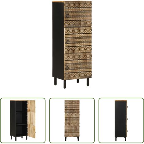 Armadio in legno -  Credenza 40x33,5x110 cm in Legno Massello di Mango Grezzo