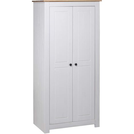 Armadio in Legno di Pino con 2 Ante Armadio stile Rustico vari colori colore : Bianco
