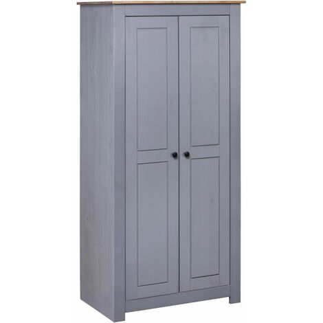 Armadio in Legno di Pino con 2 Ante Armadio stile Rustico vari colori colore : GRIGIO