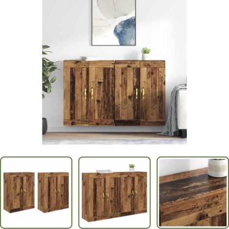 Armadio in legno -  Mobile a muro 2 pcs Legno vecchio 69,5 x 34 x 90 cm