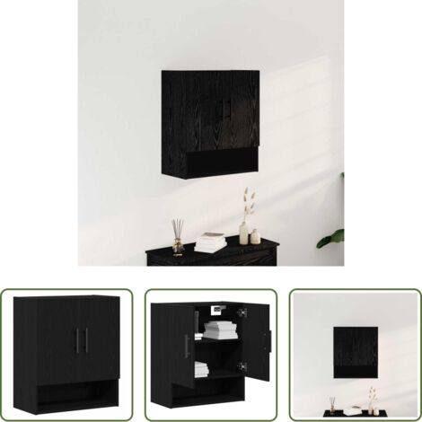 Armadio in legno -  Mobile a muro Rovere Nero 60 x 31 x 70 cm Legno multistrato