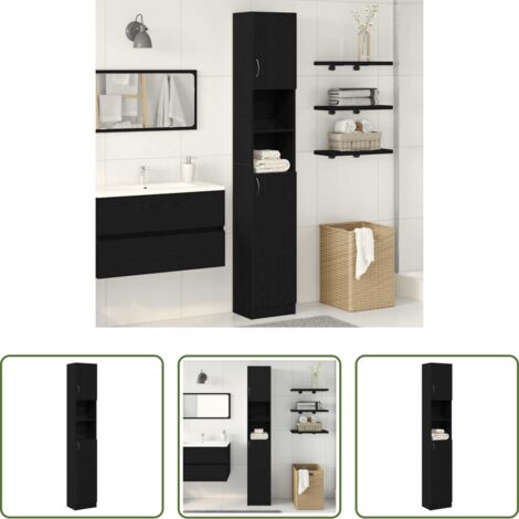 Armadio in legno -  Mobile da Bagno Rovere Nero 32x25,5x190 cm in Legno Multistrato