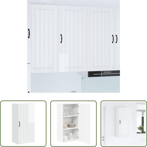 Armadio in legno -  Mobile da cucina Bianco Lucido 50 x 31 x 100 cm