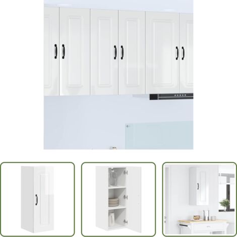 Armadio in legno -  Mobile da cucina Kalmar Bianco Lucido 30 x 31 x 80 cm