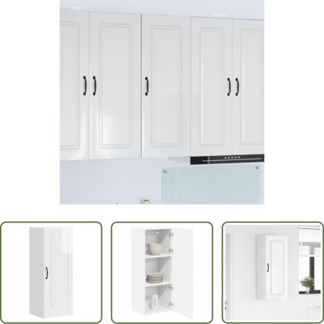 Armadio in legno -  Mobile da cucina Kalmar Bianco Lucido 40 x 31 x 100 cm