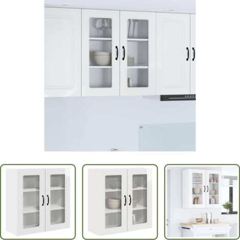 Armadio in legno -  Mobile da cucina Kalmar Bianco Lucido 80 x 31 x 80 cm