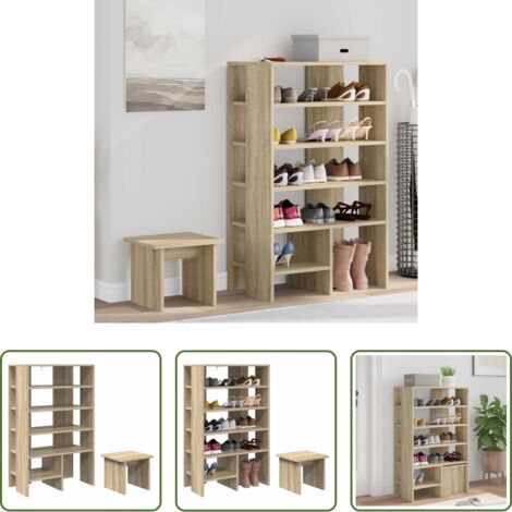 Armadio in legno -  Mobile per scarpe 2 pcs Rovere Sonoma Legno multistrato