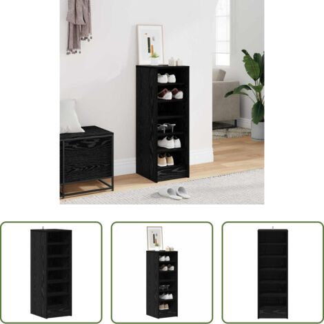 Armadio in legno -  Mobile per scarpe Rovere Nero 32 x 35 x 90 cm Legno multistrato