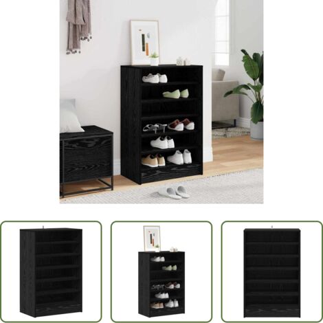 Armadio in legno -  Mobile per scarpe Rovere Nero 60 x 35 x 92 cm Legno multistrato