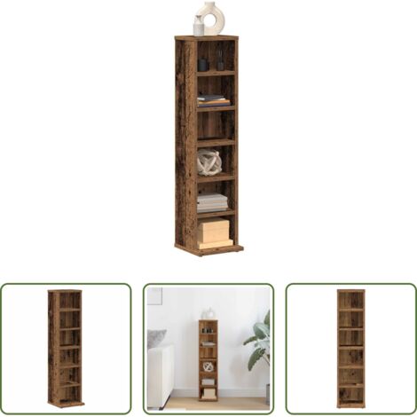 Armadio in legno -  Mobile Porta CD Legno Vecchio 21x20x88 cm in Legno Multistrato