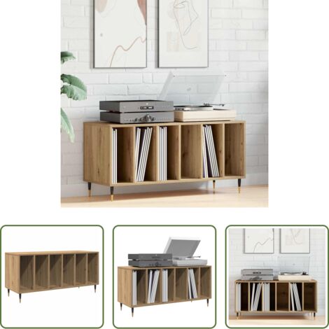 Armadio in legno -  Mobile porta vinili rovere artigianale 100 x 38 x 48 cm