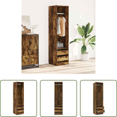Armadio in legno multistrato -  Armadio con Cassetti Rovere Fumo 50x50x200 cm Legno Multistrato