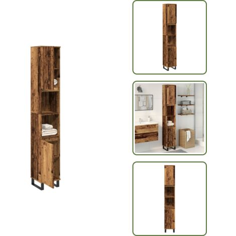 Armadio in legno multistrato - vidaXL Armadietto Bagno Legno Antico 30x30x190 cm in Legno Multistrato - Armadio antico